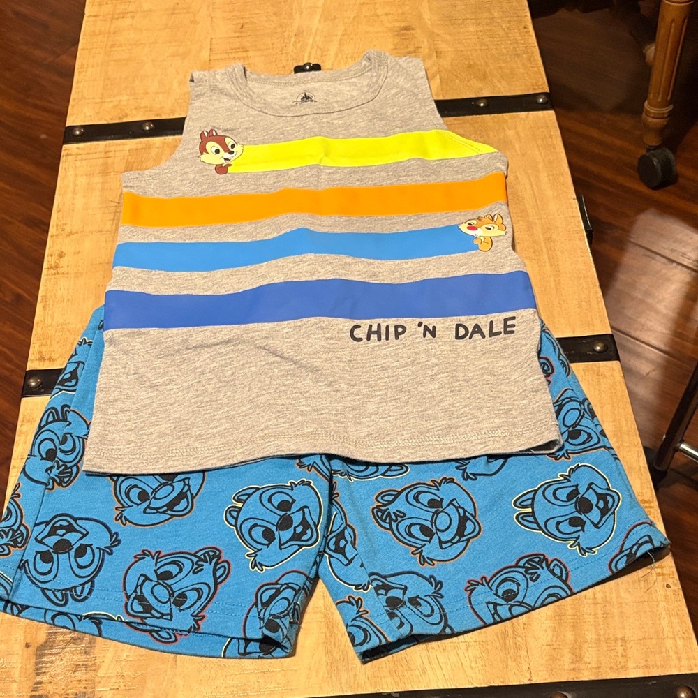 Chip 'N Dale Kids Matching Tank & Shorts Set - Gray & Blue